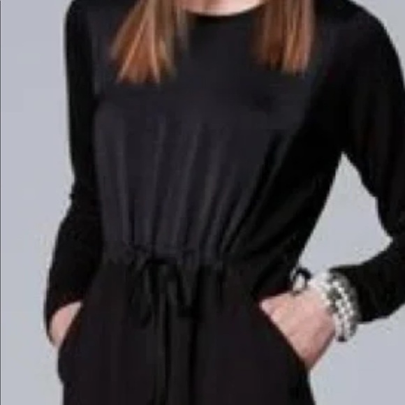 Vera Wang black drawstring dress with pockets Medium - Picture 1 of 10